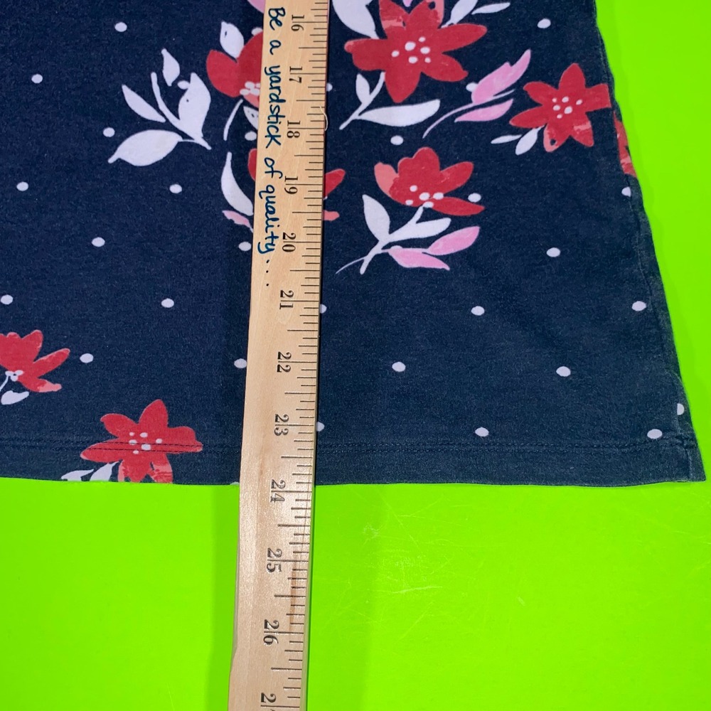 Kim Rogers Perfectly Soft Navy Blue Floral Polka Dot 3/4 Sleeve Cotton Top Small - Picture 4 of 6